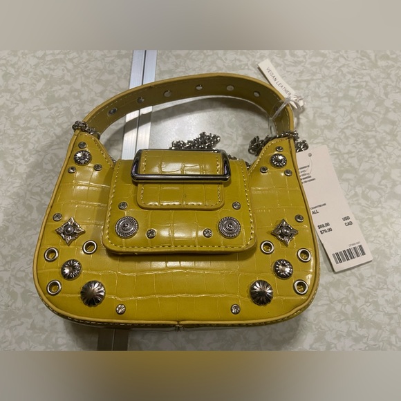 RARE Urban Outfitters Yellow Small NEW Vegan Leather Purse - Picture 11 of 12